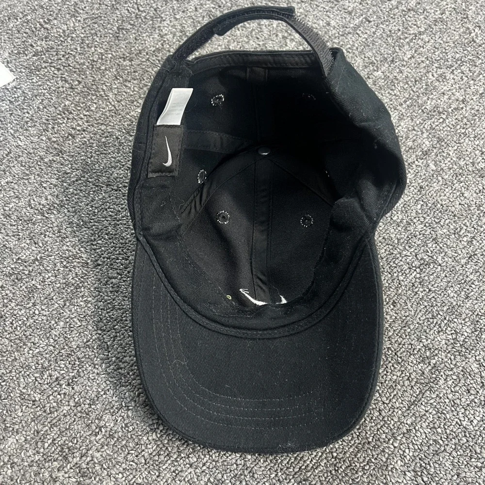 Nike Y2K Swoosh Baseball Cap Child Black Cotton Adjustable Dad Hat Sporty Street
